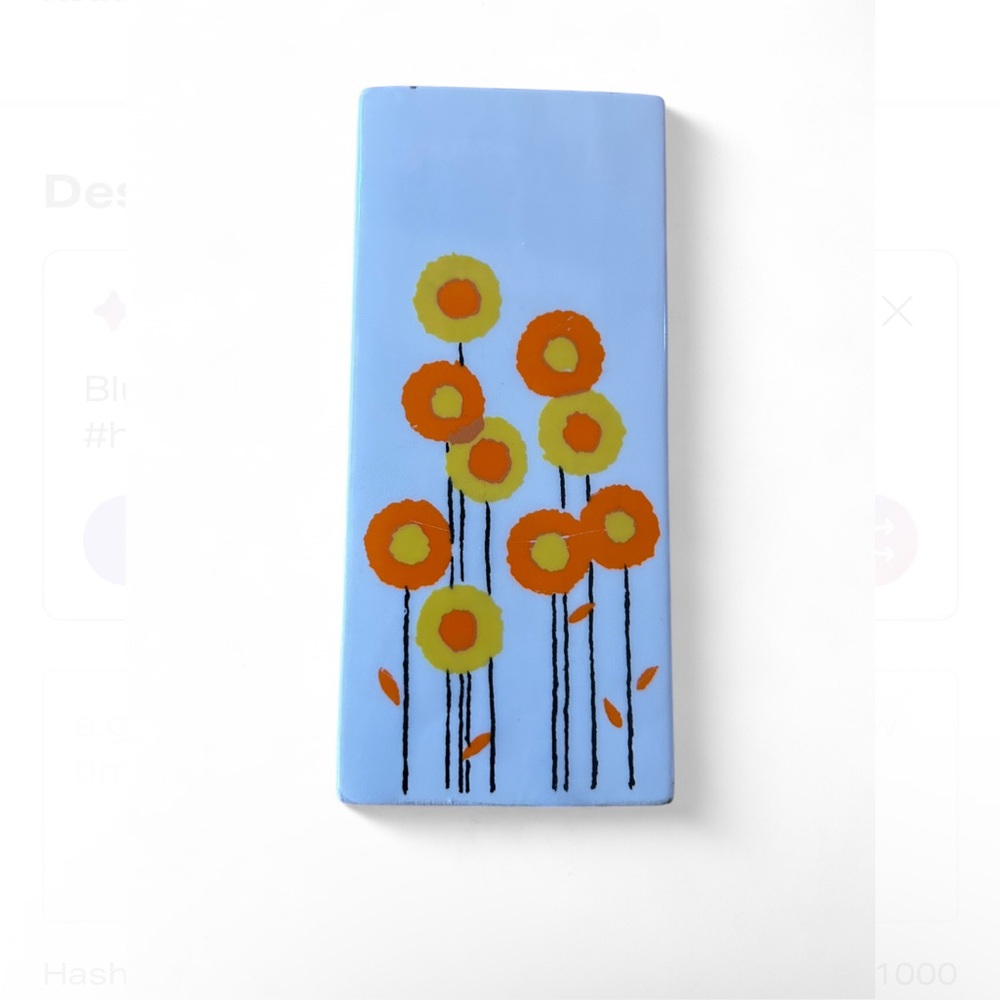 White Vase with Orange and Yellow Floral Design